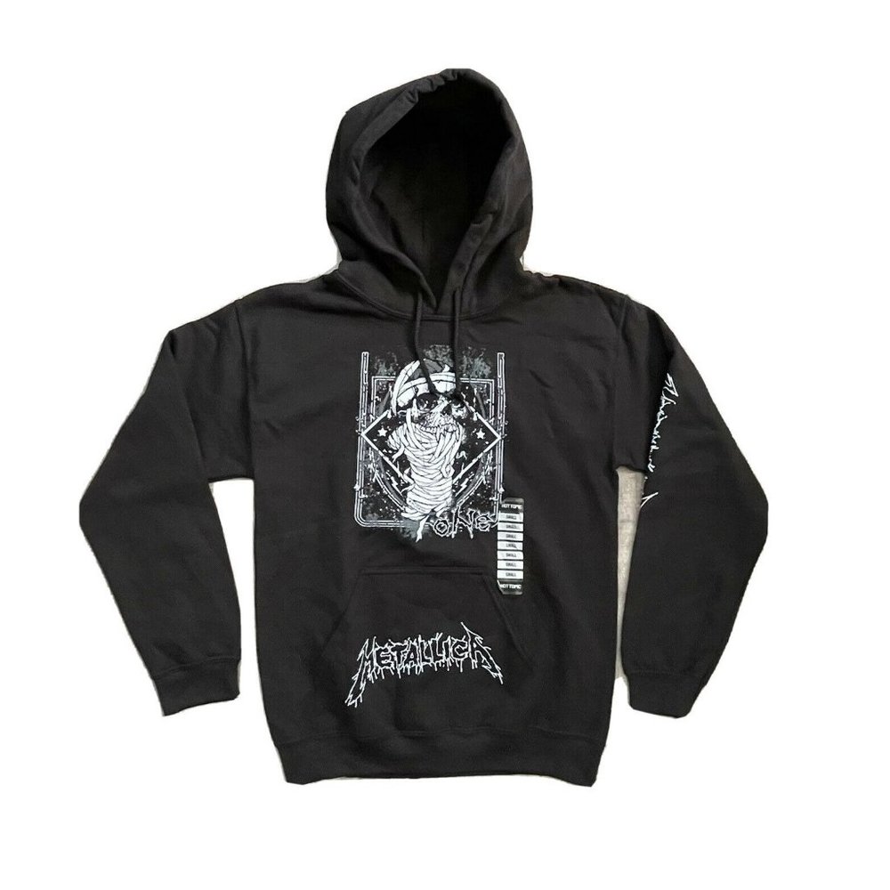 Metallica One Hoodie Pullover Skeleton Mummy Graphics Black/White Sweatshirt